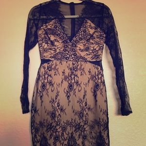 Lilyful Nude & Black Long Sleeve Bodycon dress M